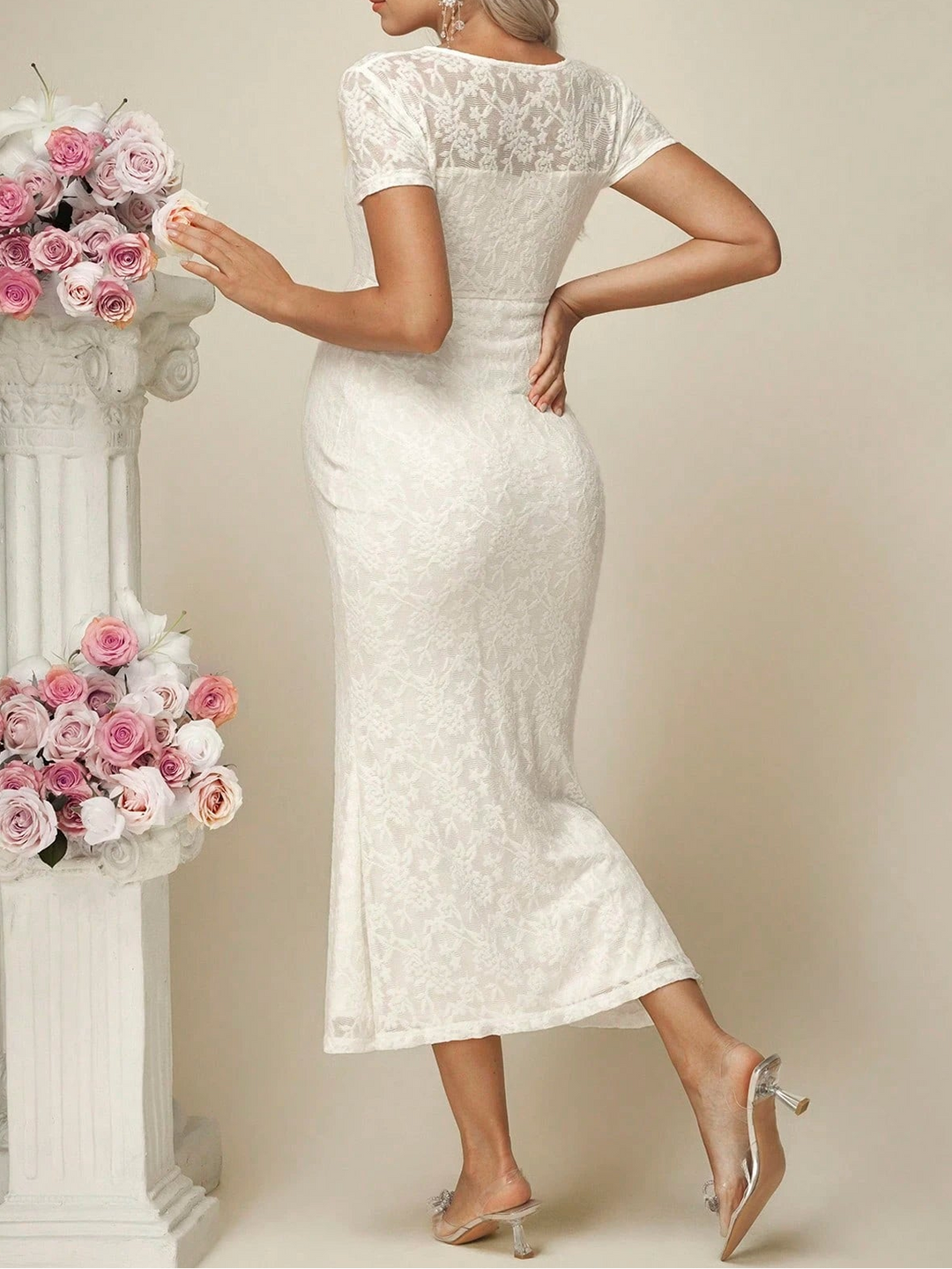 Rochie midi Shein, crem