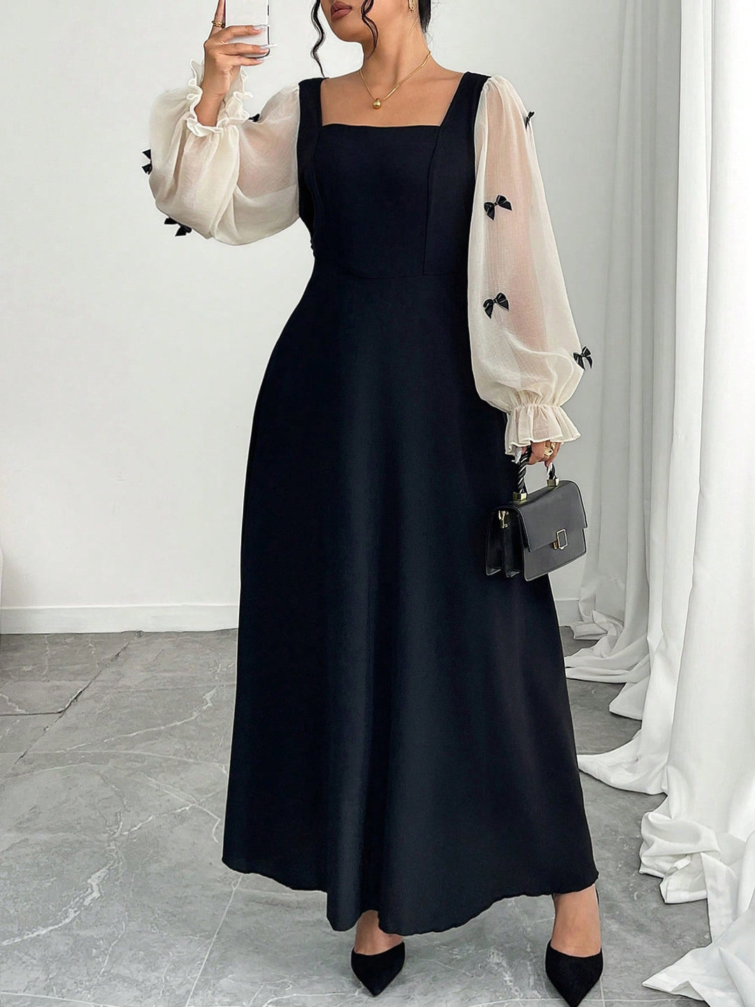 SHEIN maxi ruha, fekete