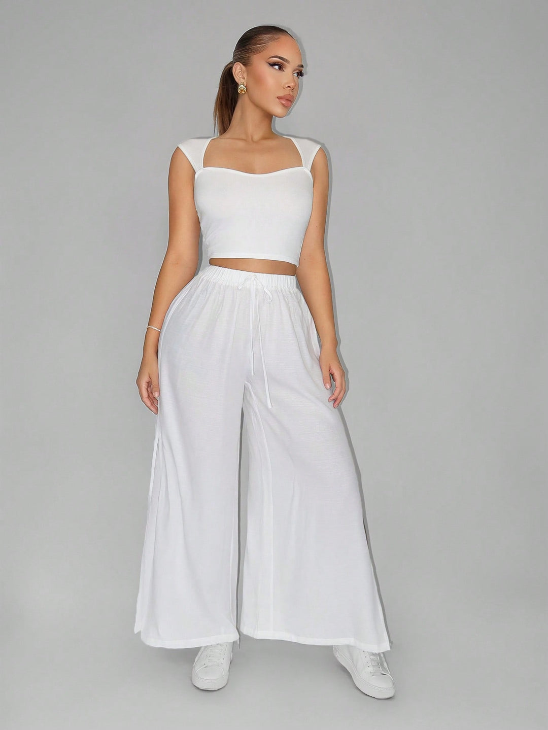 Pantaloni SHEIN, alb