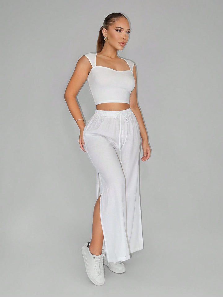 Pantaloni SHEIN, alb