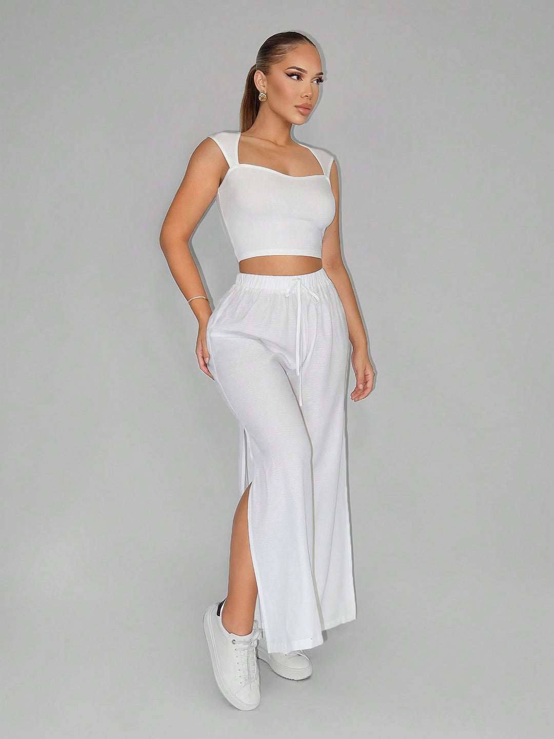 Pantaloni SHEIN, alb