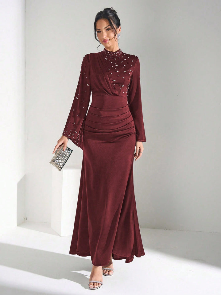 SHEIN bordó maxi ruha