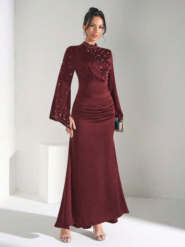 SHEIN bordó maxi ruha
