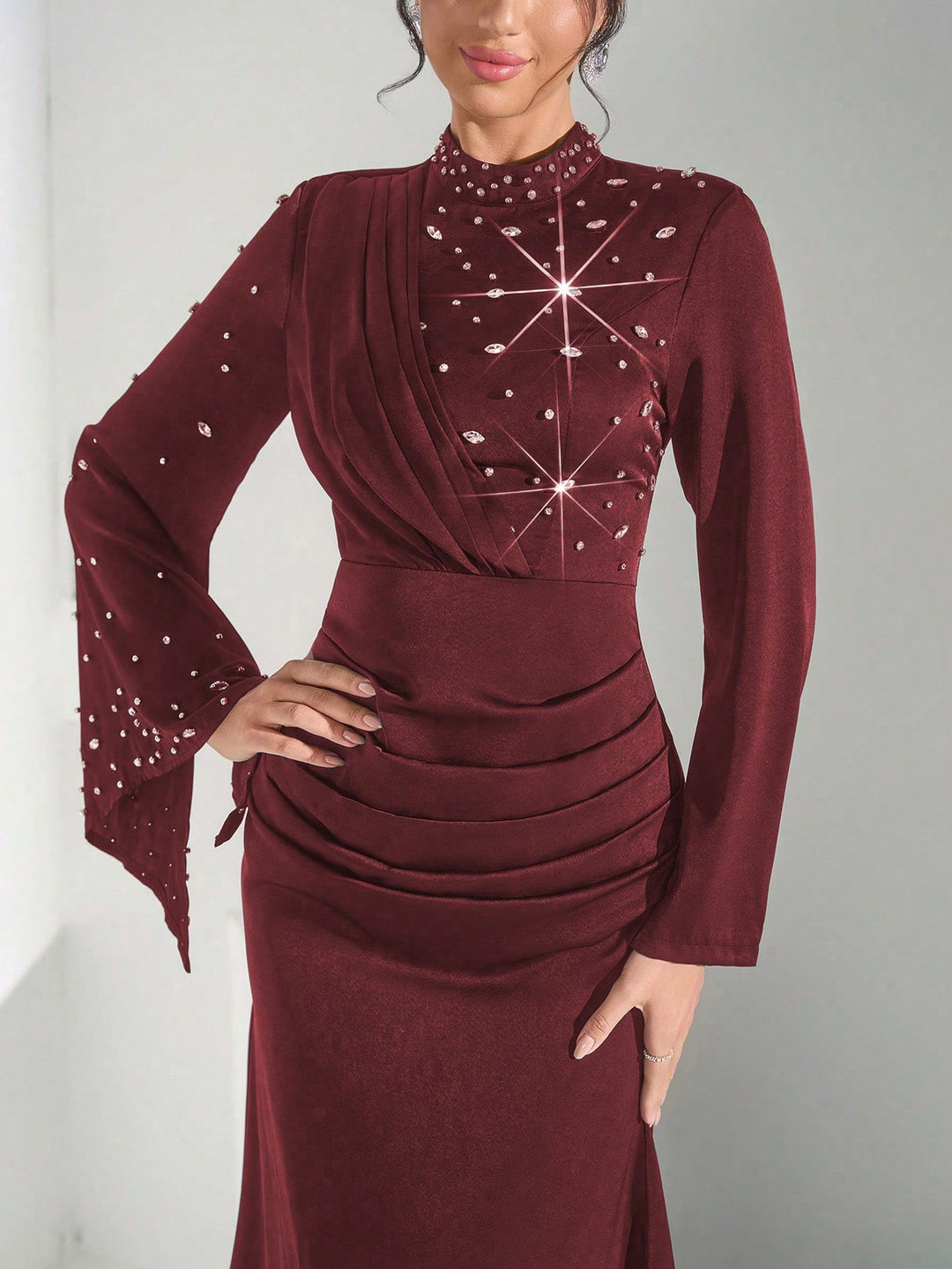 SHEIN bordó maxi ruha