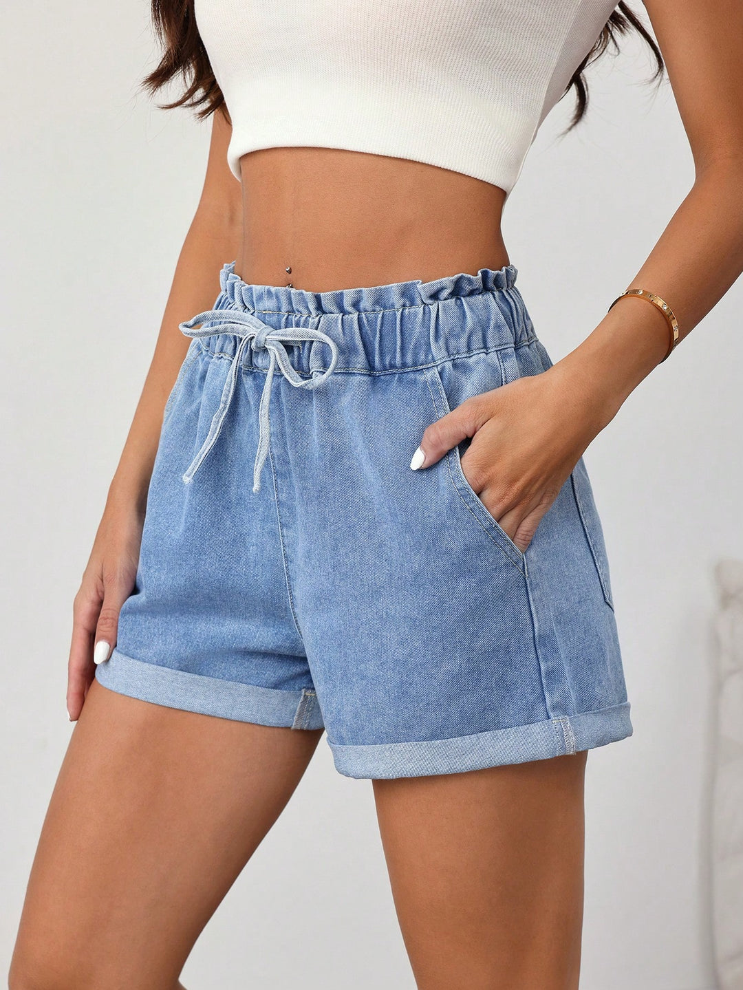 Pantaloni scurți SHEIN, albastru