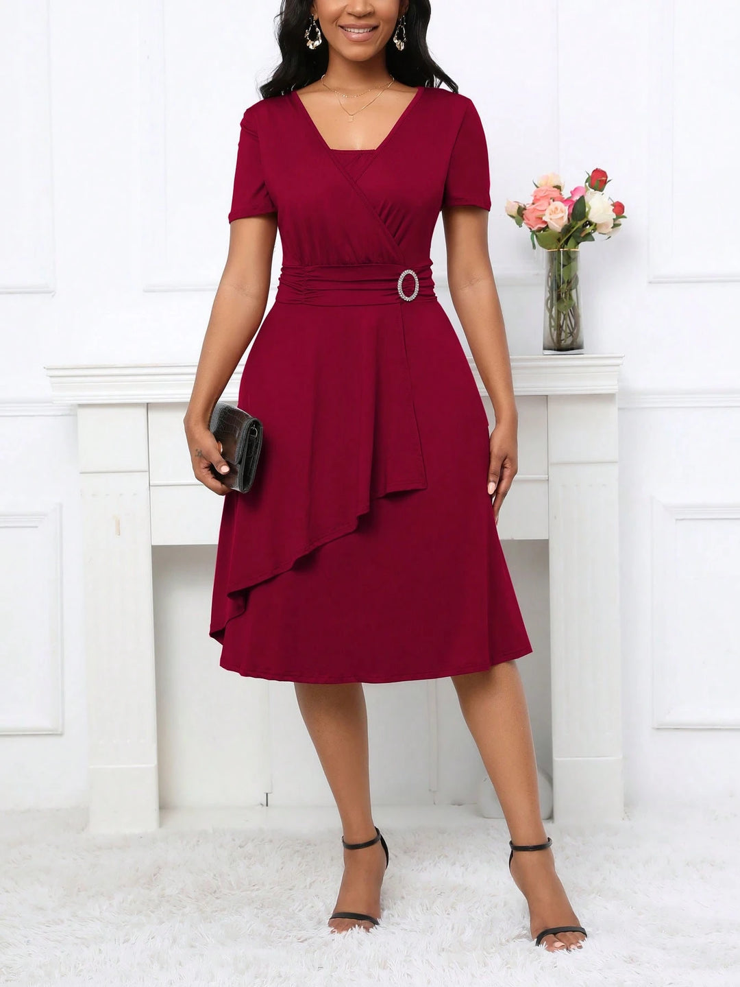 Rochie midi SHEIN, vișiniu