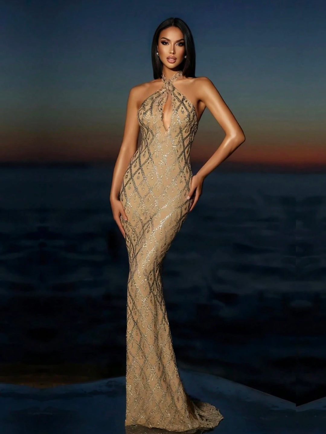 Rochie maxi SHEIN, bej