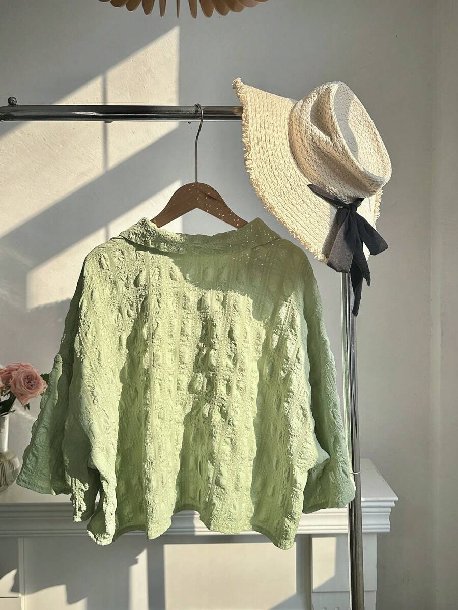 Cămașă cu mânecă scurtă SHEIN, verde
