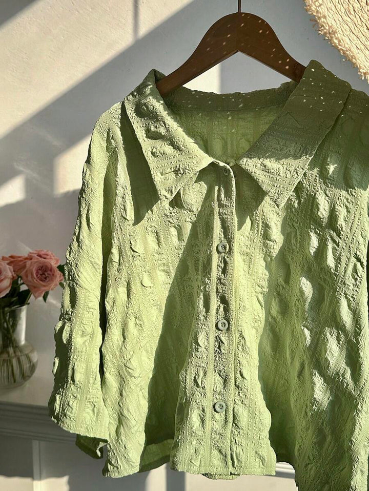 Cămașă cu mânecă scurtă SHEIN, verde