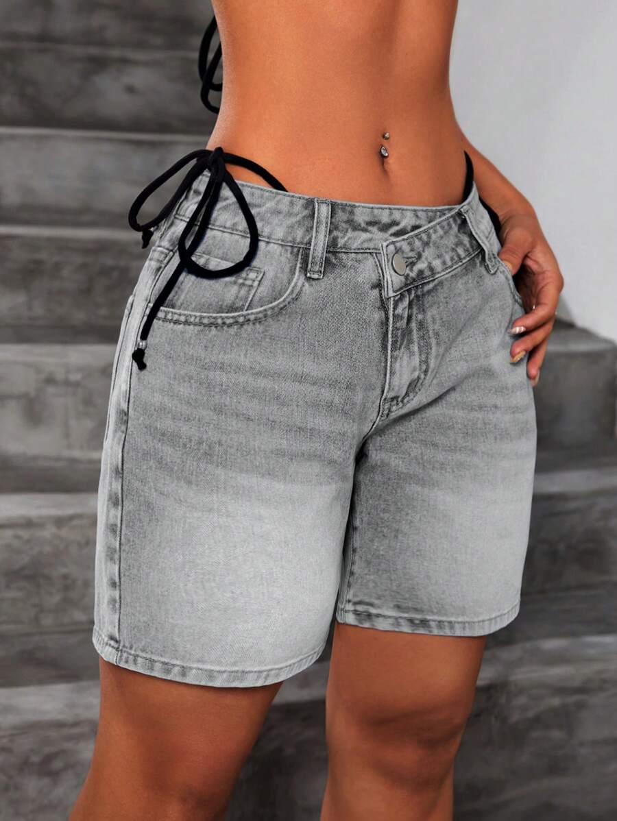 Pantaloni scurți de blugi SHEIN, gri