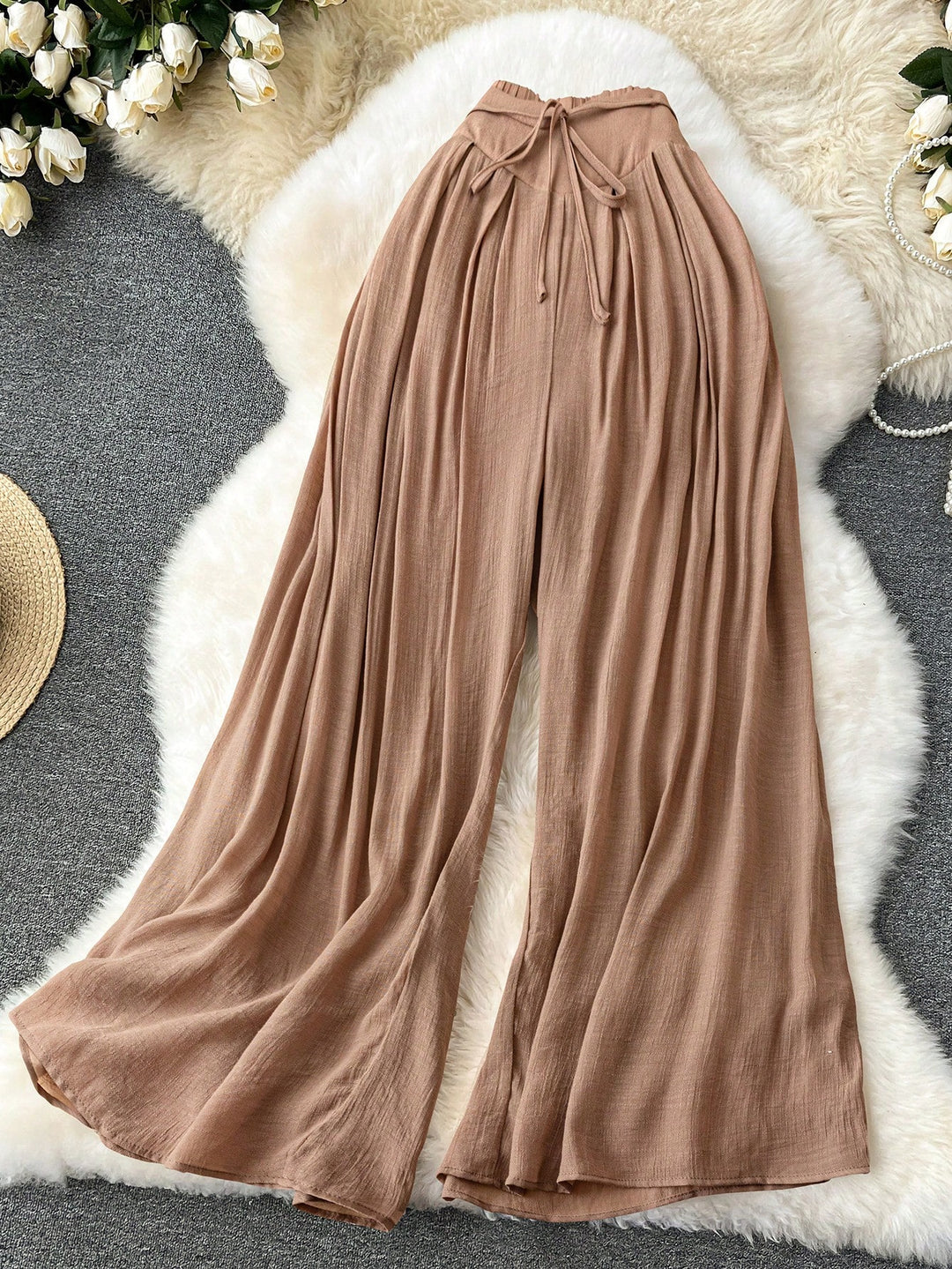 Pantaloni Shein Curve+, maro