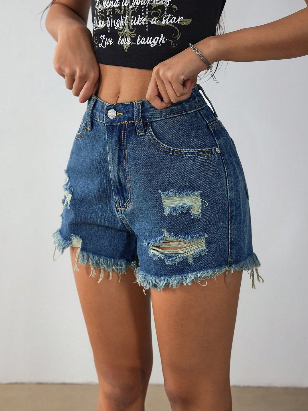 Pantaloni scurți de blugi SHEIN, albastru