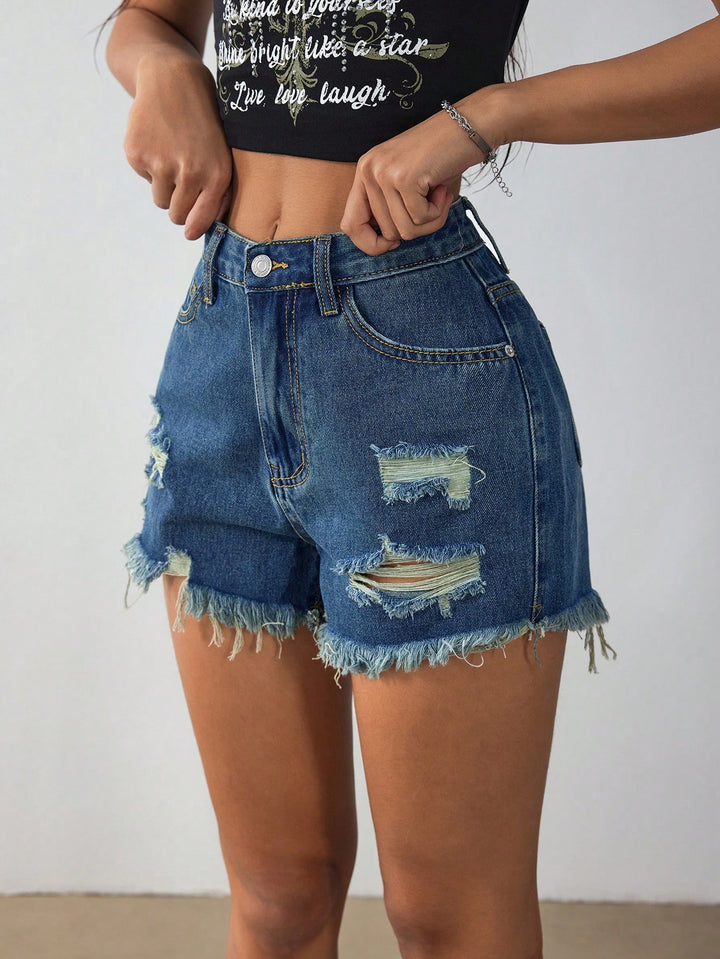 Pantaloni scurți de blugi SHEIN, albastru