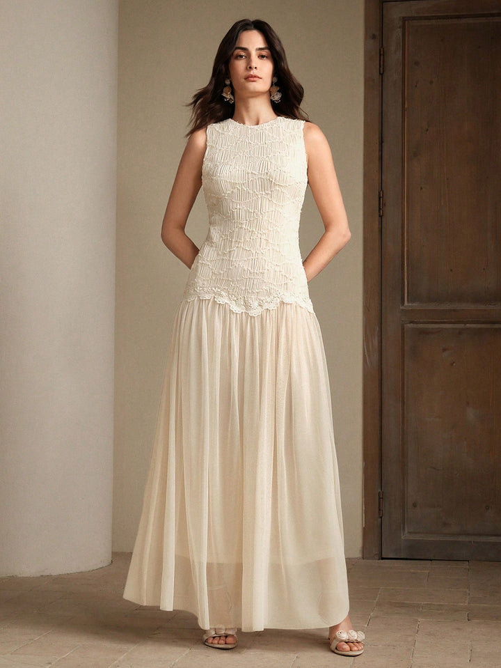 Rochie maxi SHEIN, crem