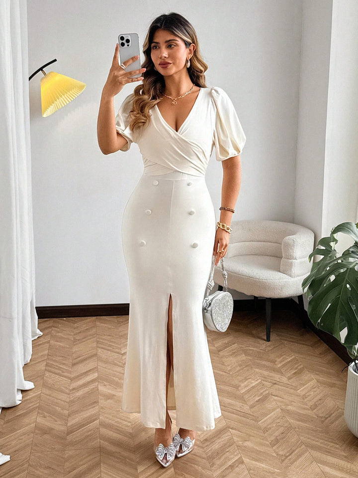 Rochie maxi SHEIN, crem