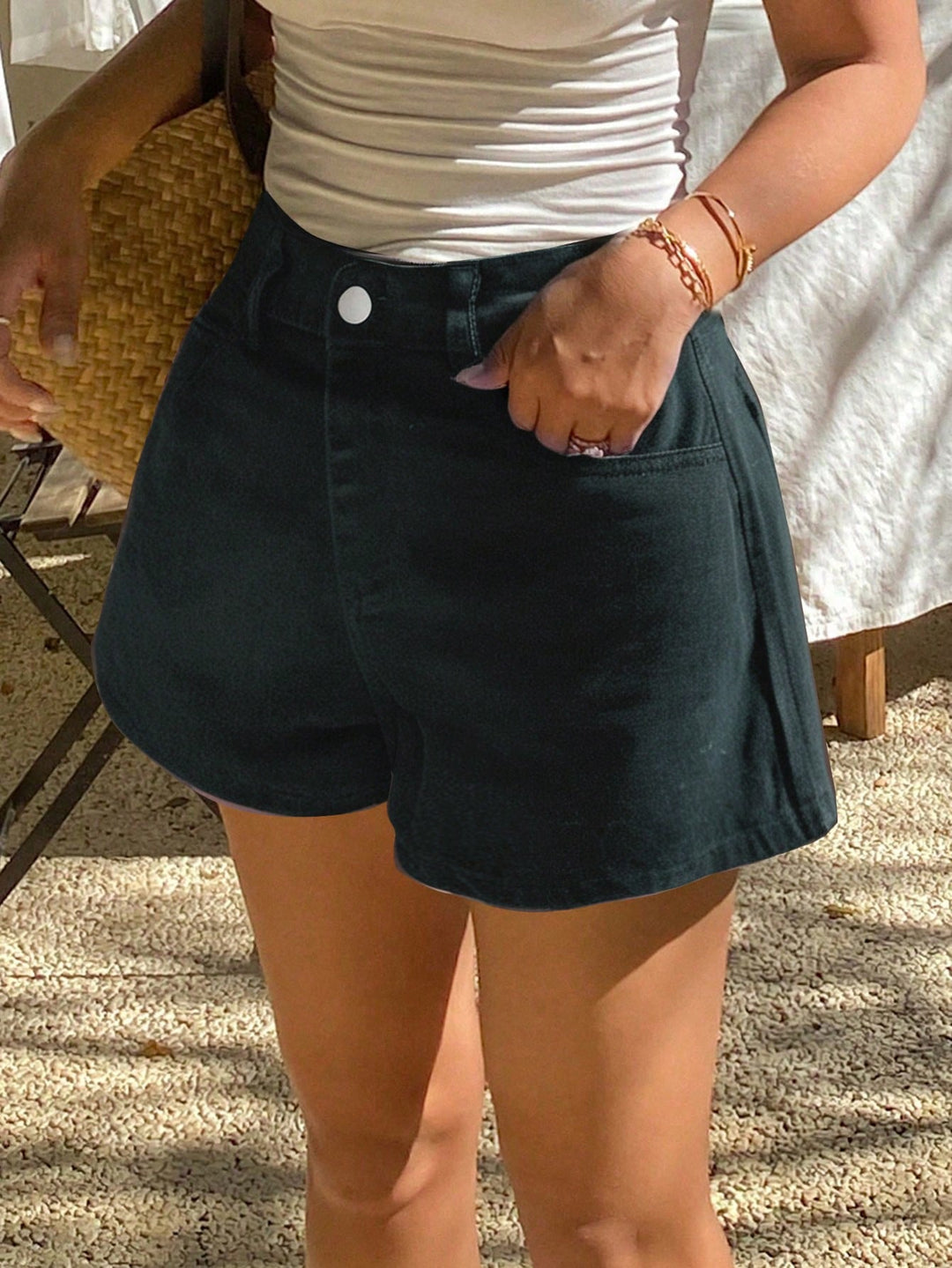Pantaloni scurți de blugi SHEIN, albastru