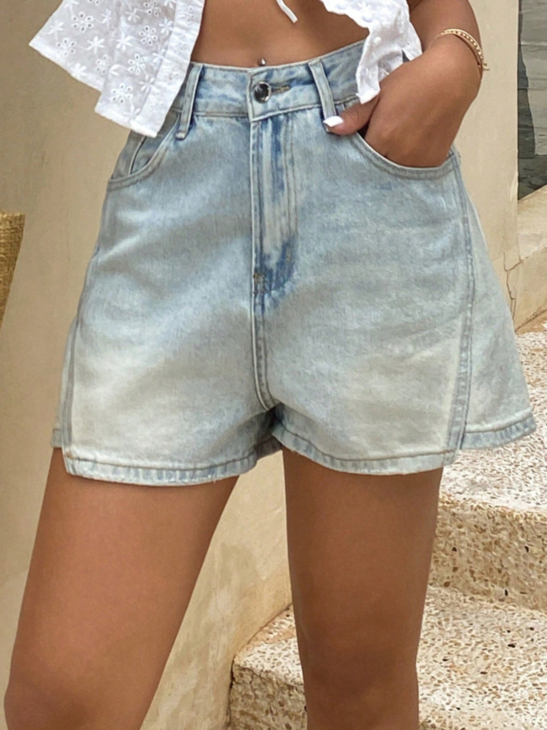 Pantaloni scurți SHEIN, albastru