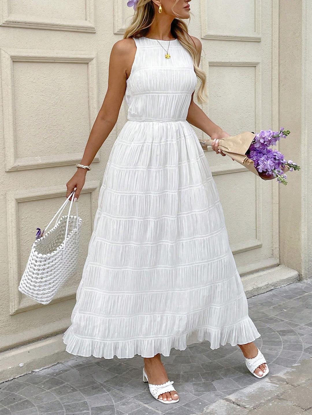 Rochie maxi SHEIN, alb