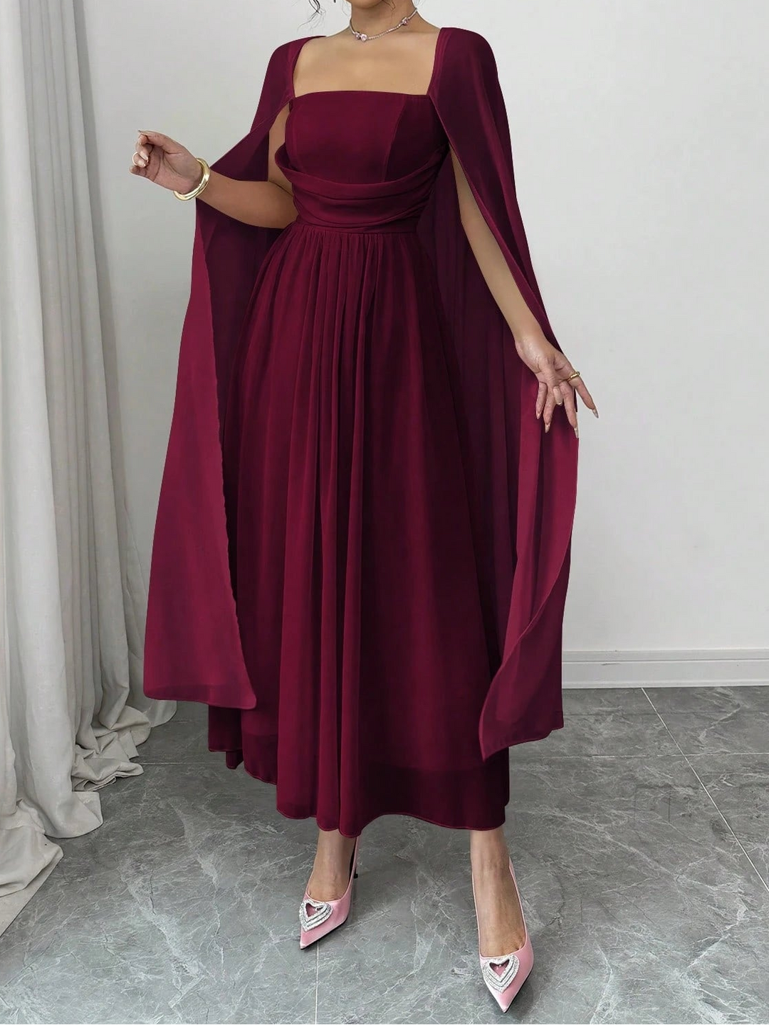 SHEIN Maxi ruha, bordó