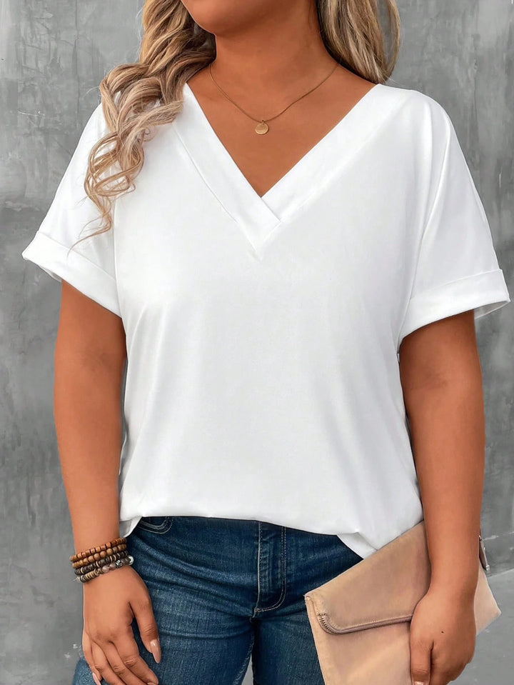 Shein Curve+ póló, fehér