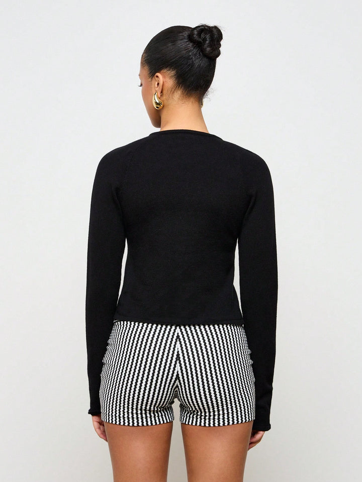 SHEIN gombos blúz, fekete