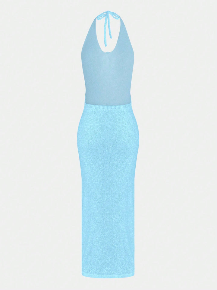 SHEIN maxi ruha, kék