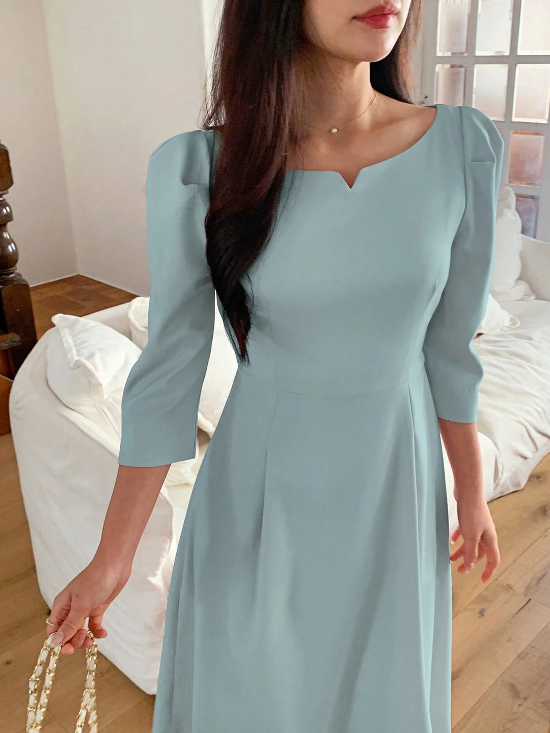 SHEIN kék midiruha