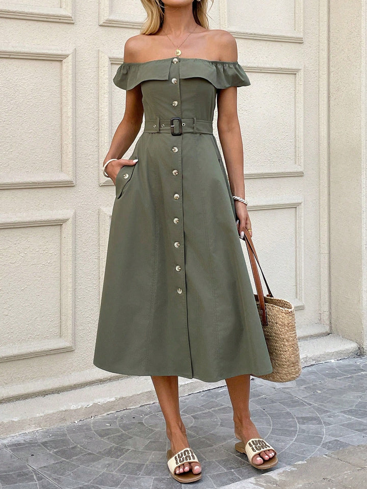 Rochie midi SHEIN, kaki