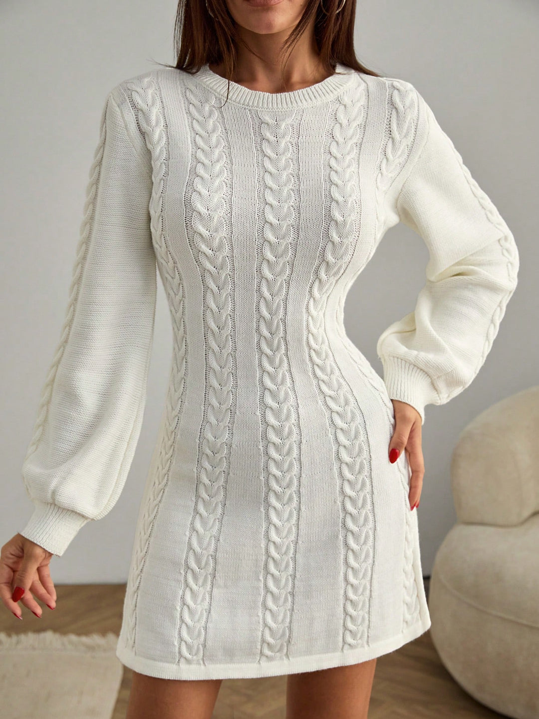 Rochie mini SHEIN, crem