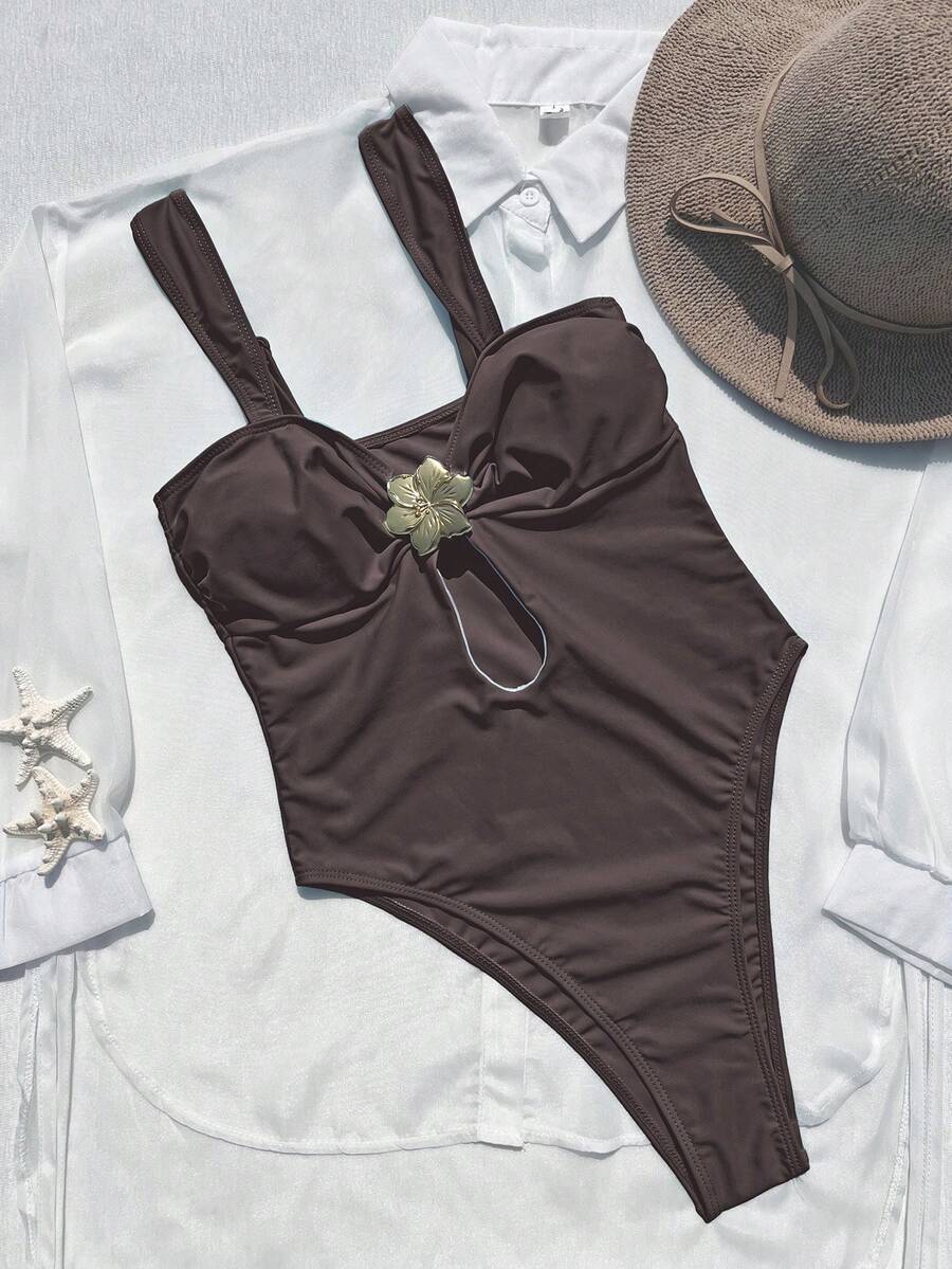 Costum de baie întreg SHEIN, maro