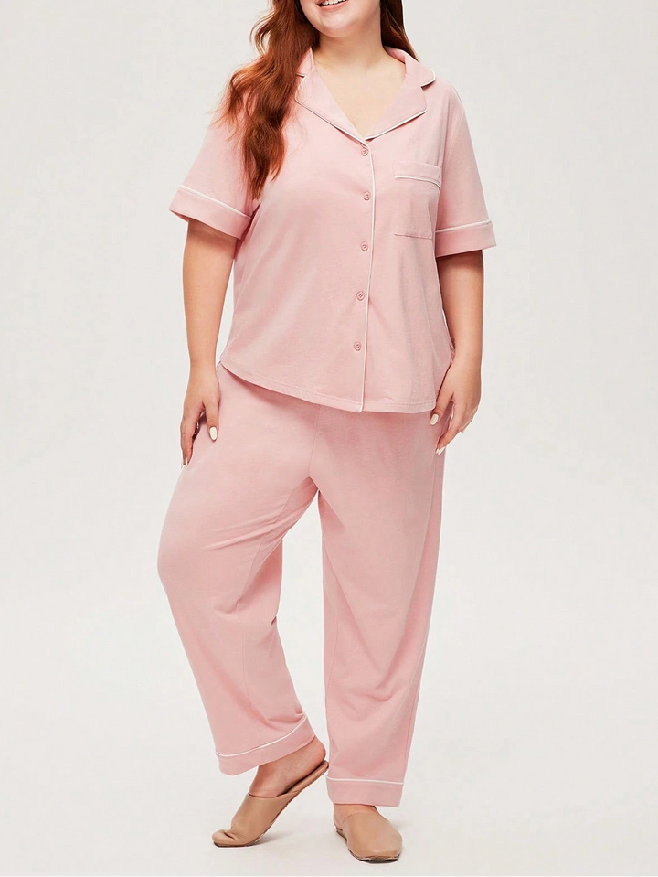Compleu pijamale Luvlettte by Shein, roz
