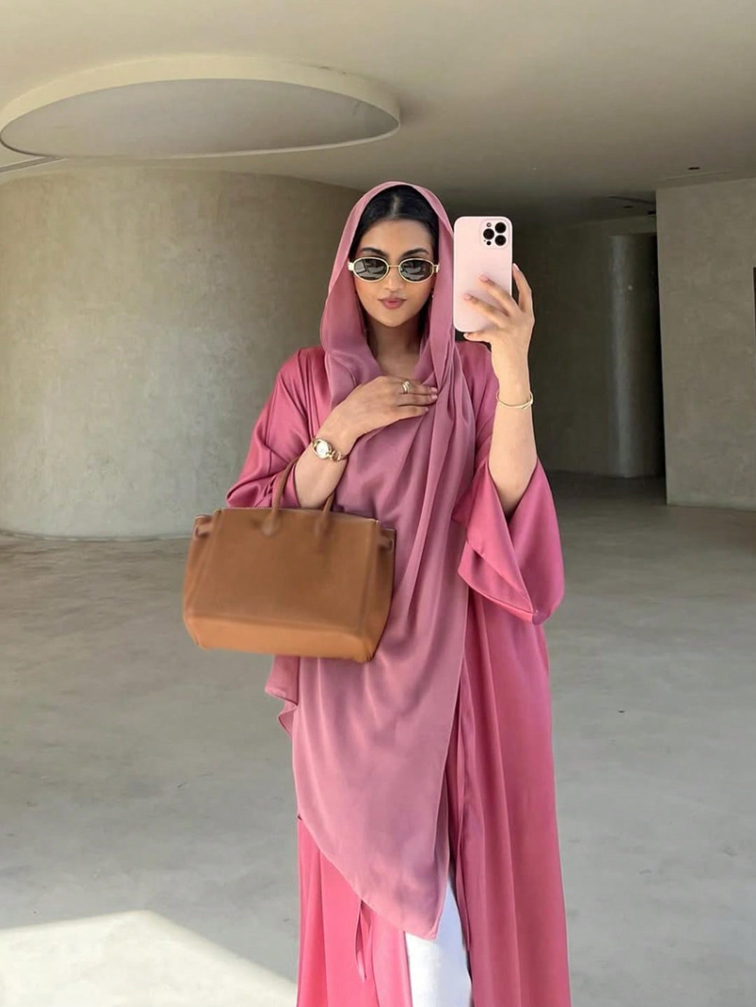 Set caftan și jalabiya SHEIN, roz