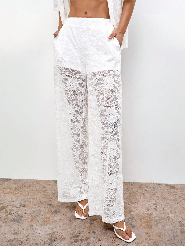 Pantaloni SHEIN, alb