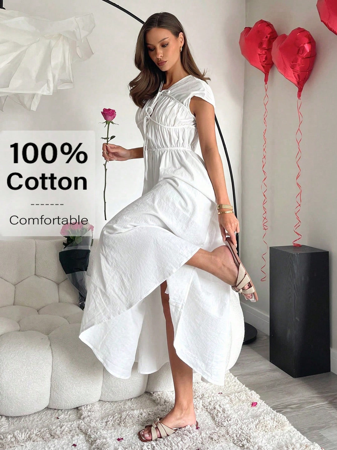 Rochie maxi SHEIN, alb