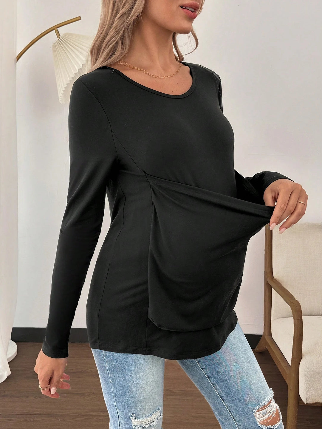 SHEIN Blúz, fekete