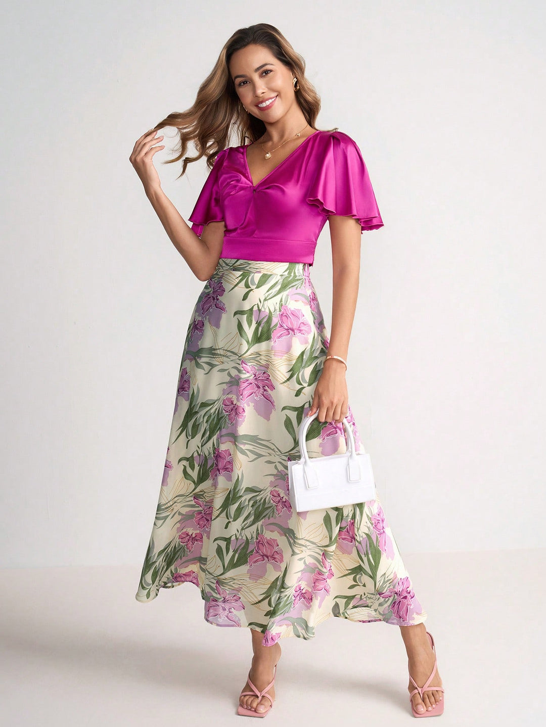 Tricou crop SHEIN, roz