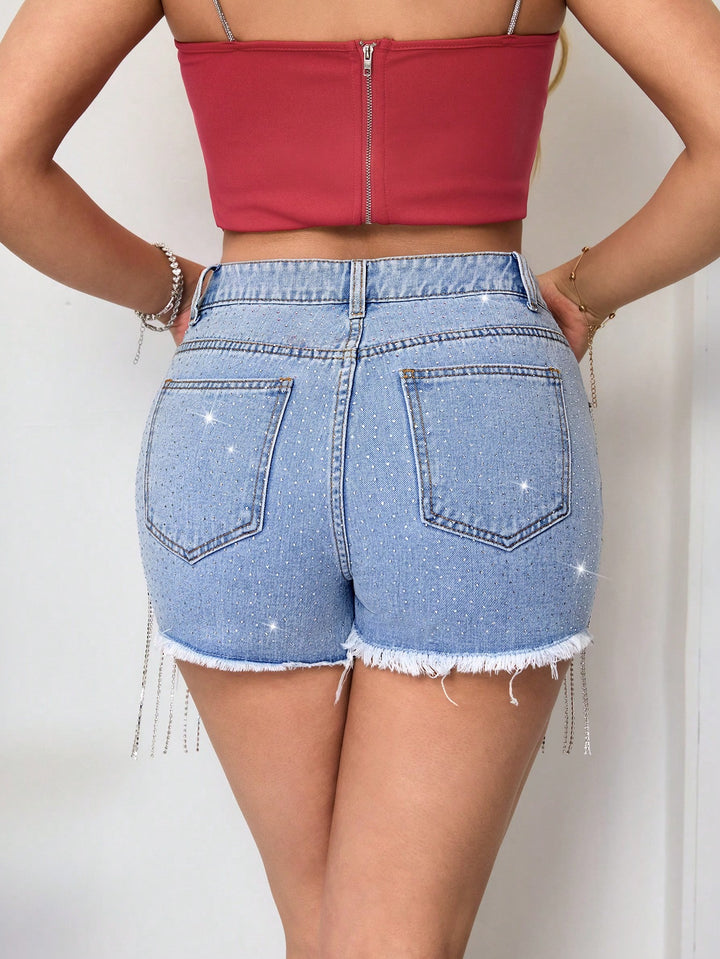 Pantaloni scurți de blugi Shein, albastru