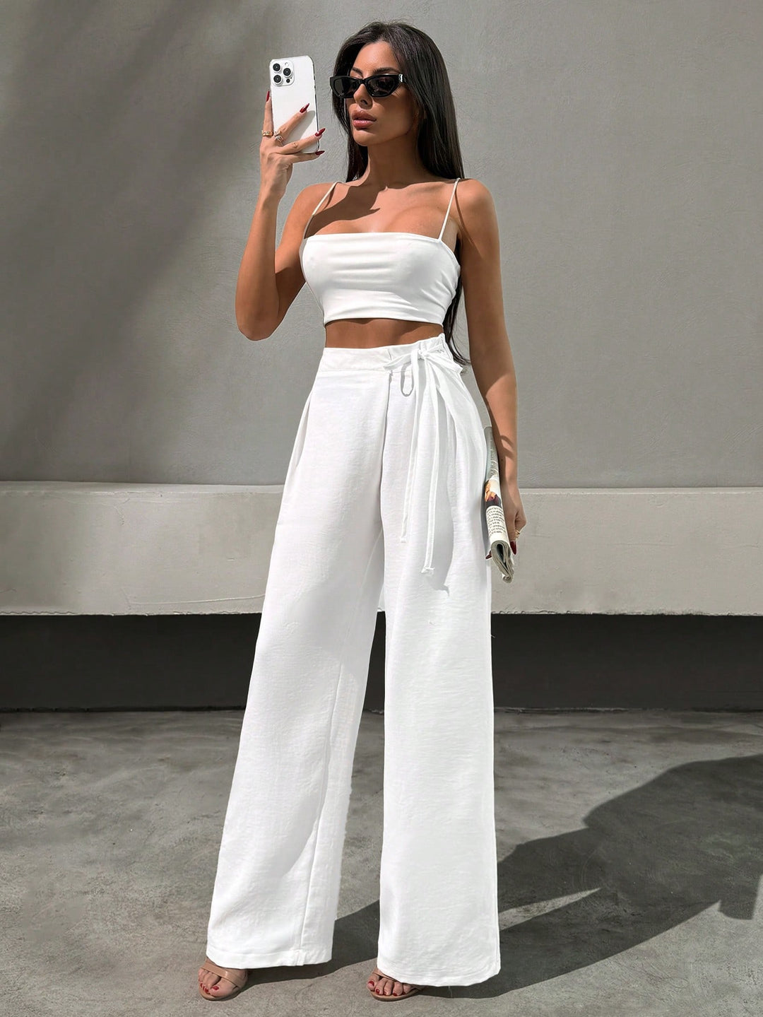 Pantaloni SHEIN, alb