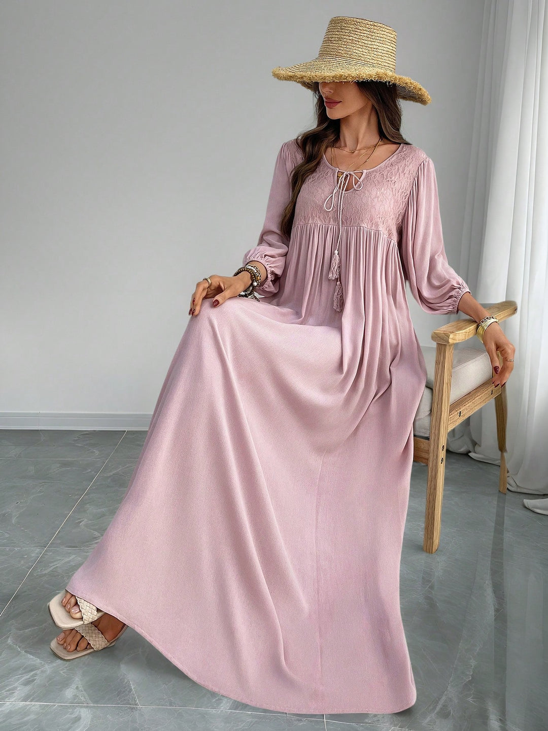SHEIN maxi ruha, rózsaszín