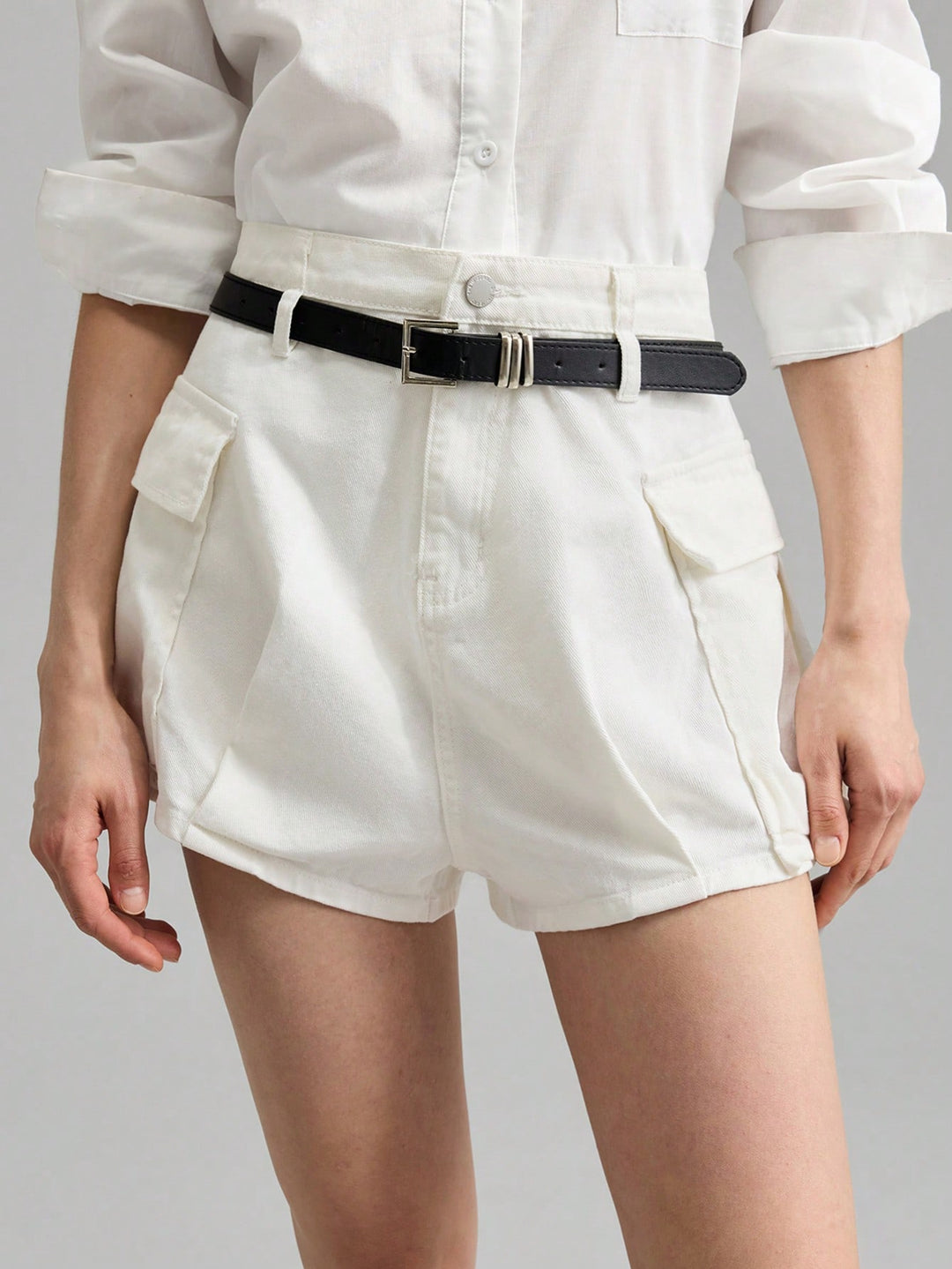 Pantaloni scurți SHEIN, alb