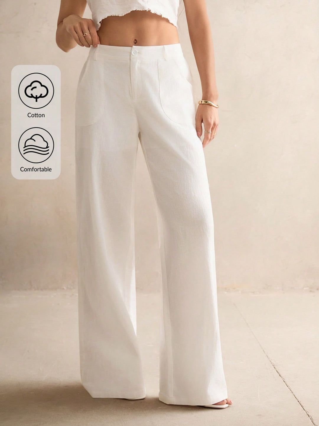 Pantaloni SHEIN, alb