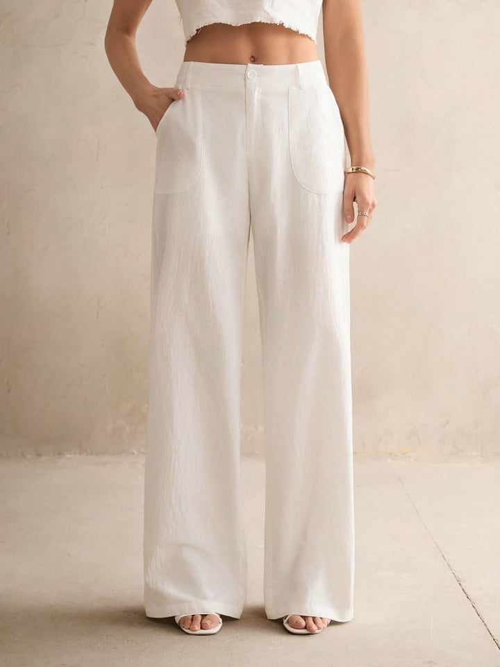 Pantaloni SHEIN, alb