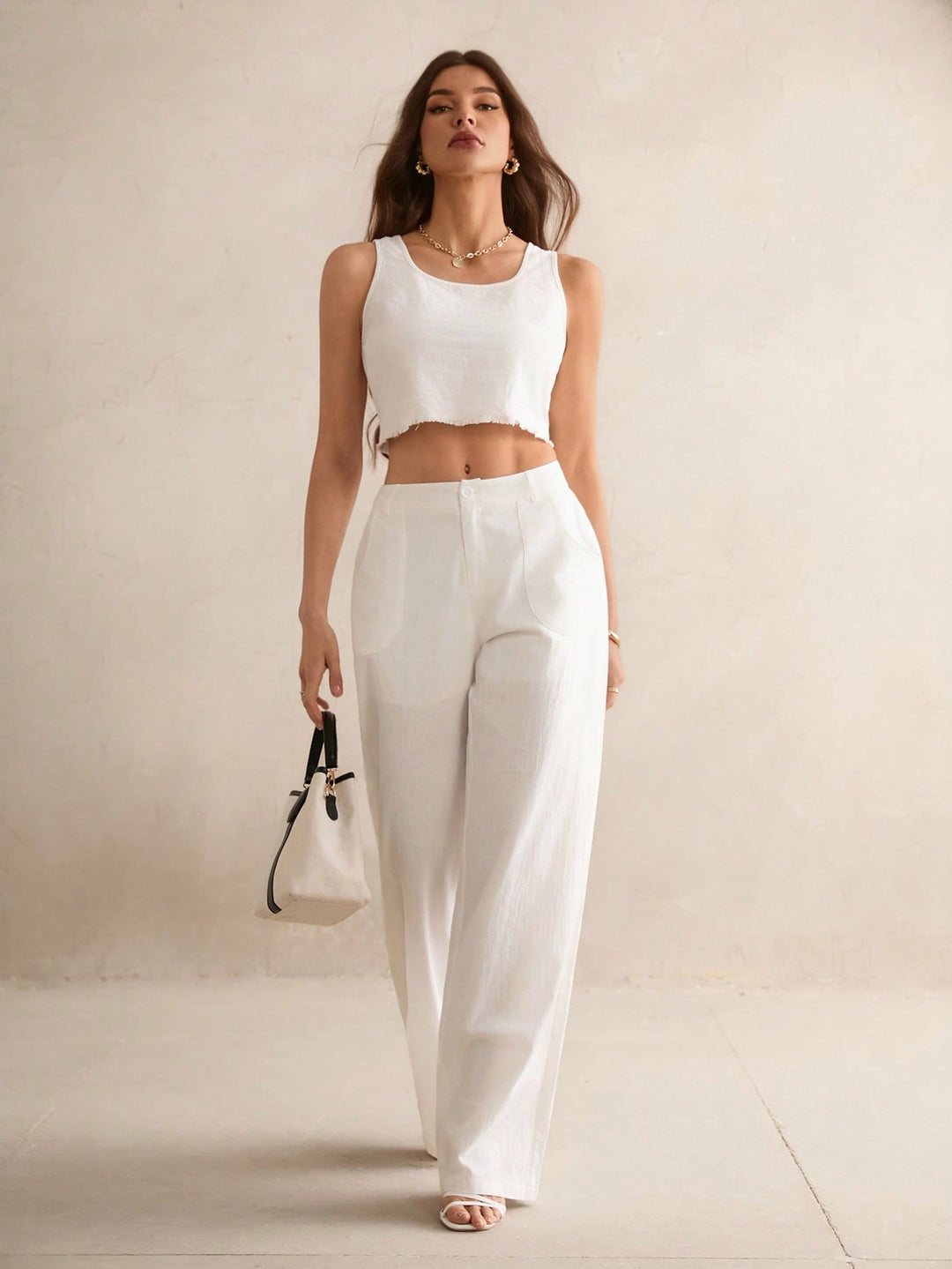 Pantaloni SHEIN, alb