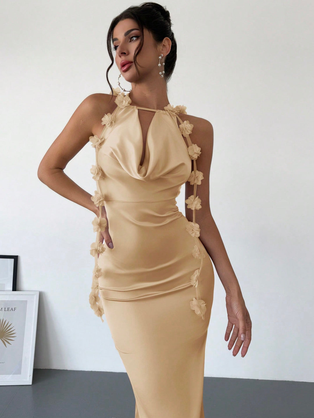 Rochie maxi SHEIN, bej