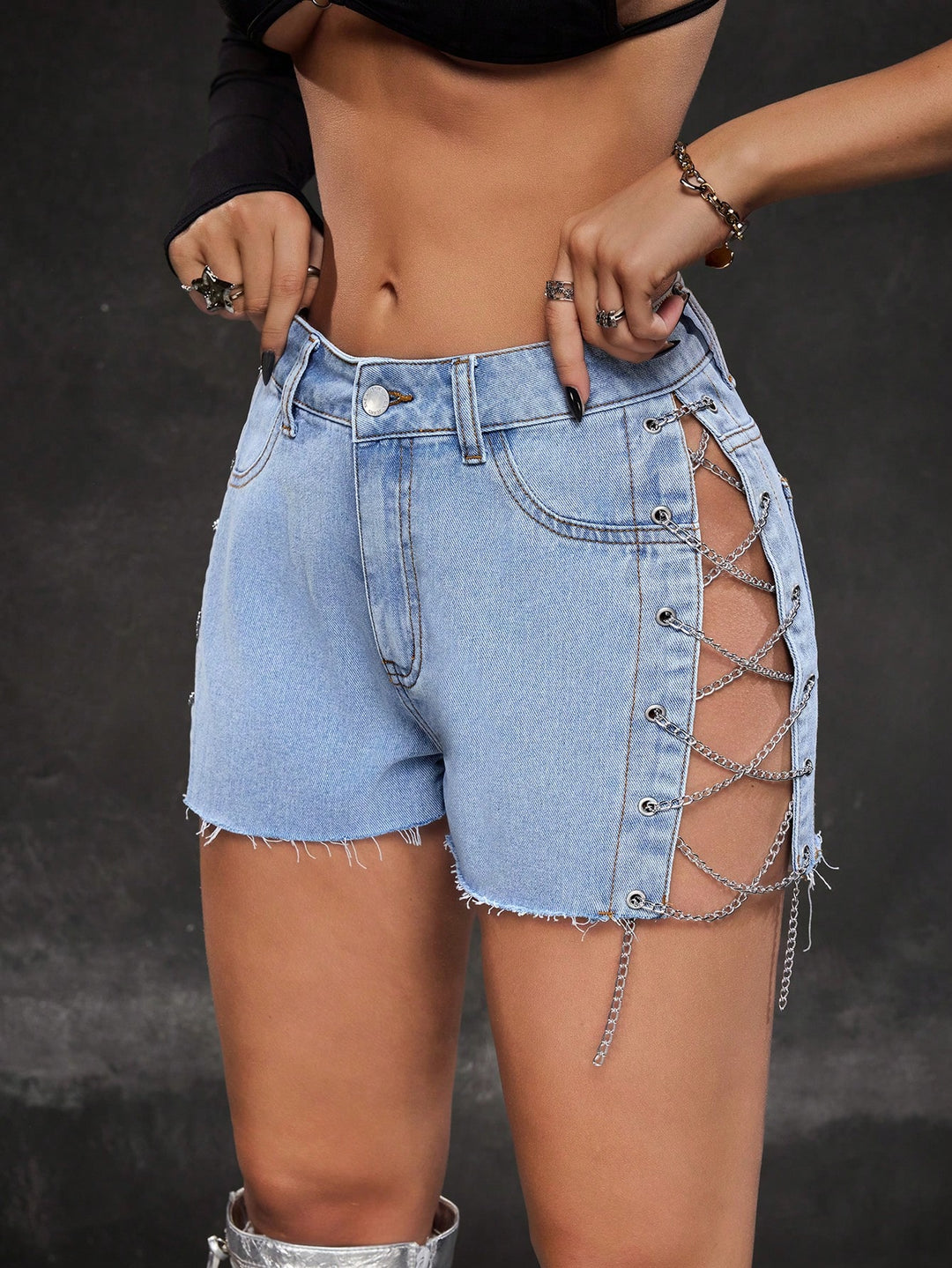 Pantaloni scurți SHEIN, albastru