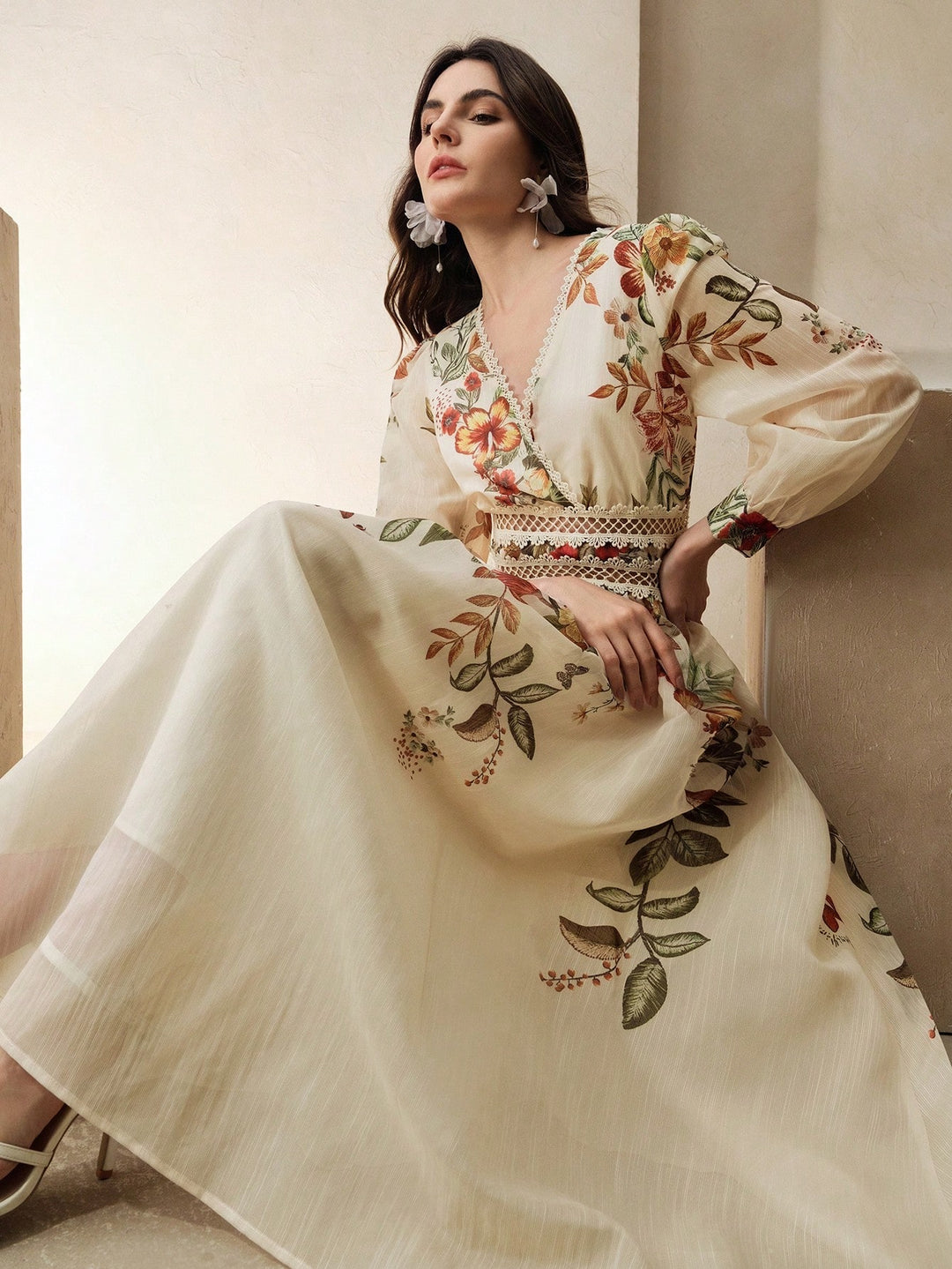Rochie maxi SHEIN, bej