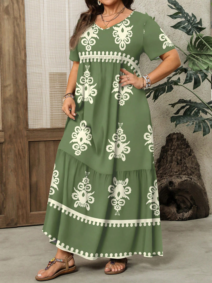 Shein Curve+ maxi ruha, zöld