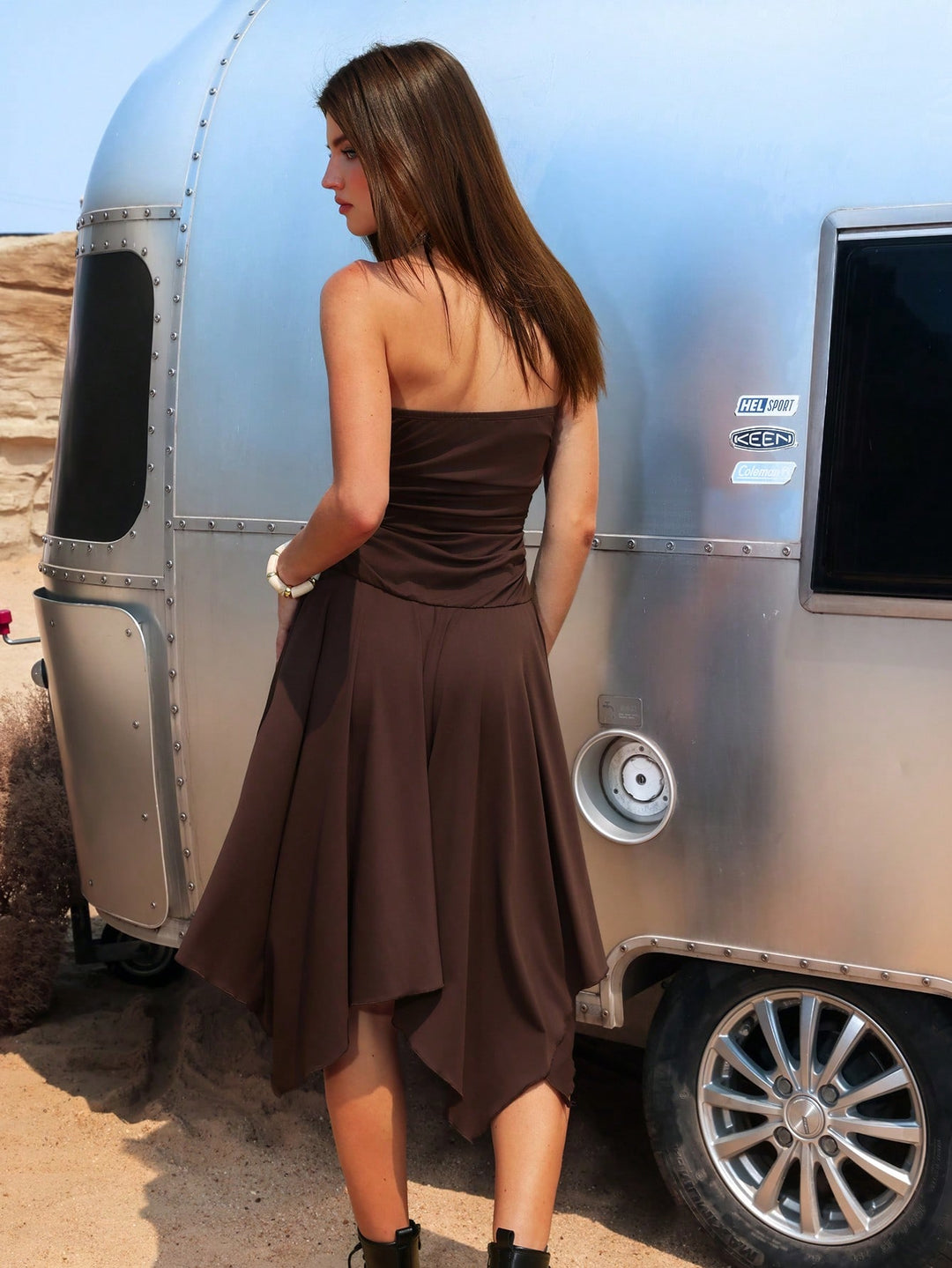 Rochie midi SHEIN, maro