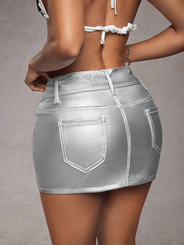 Shein miniszoknya, ezüst