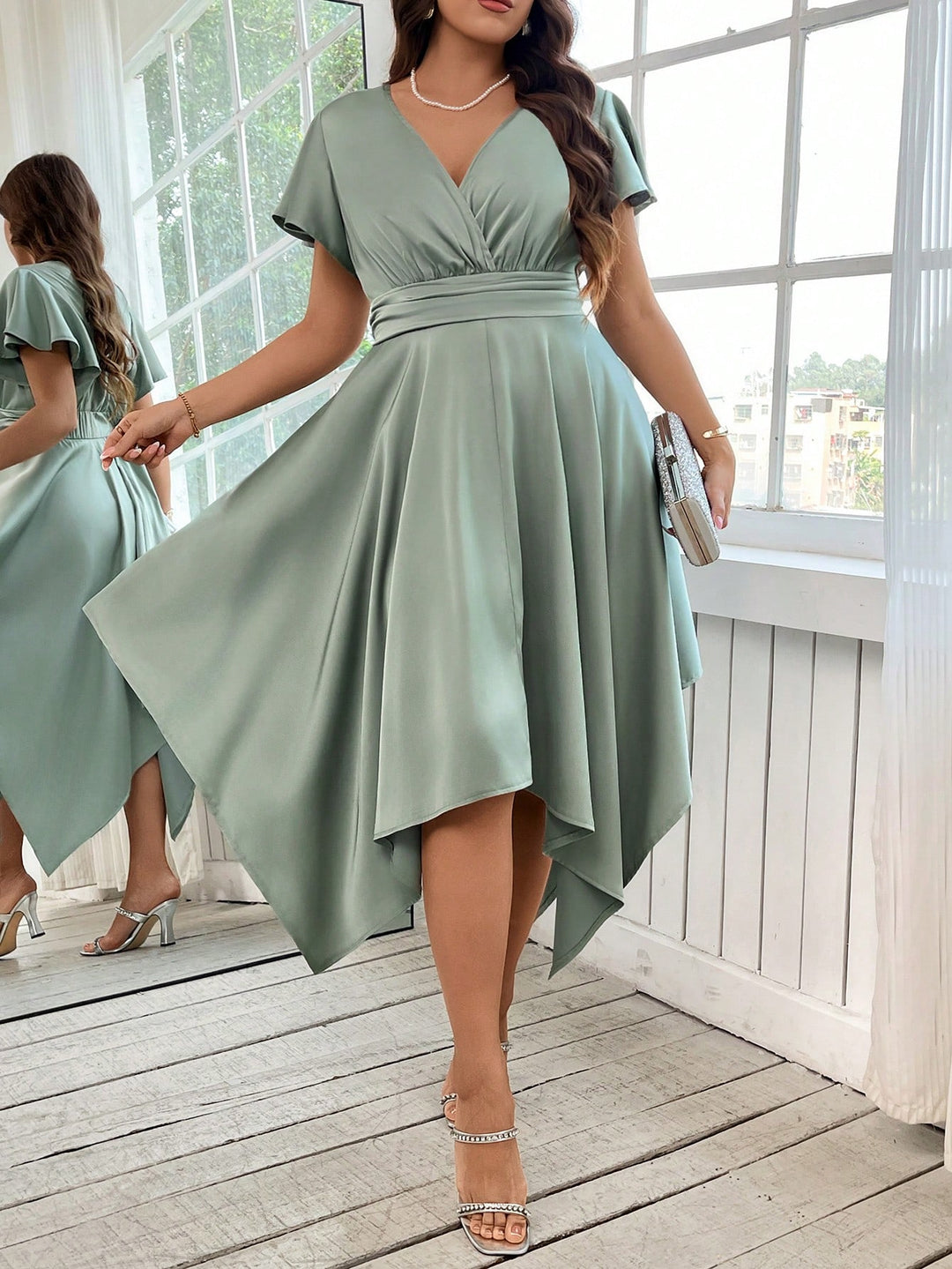 Rochie midi SHEIN, verde